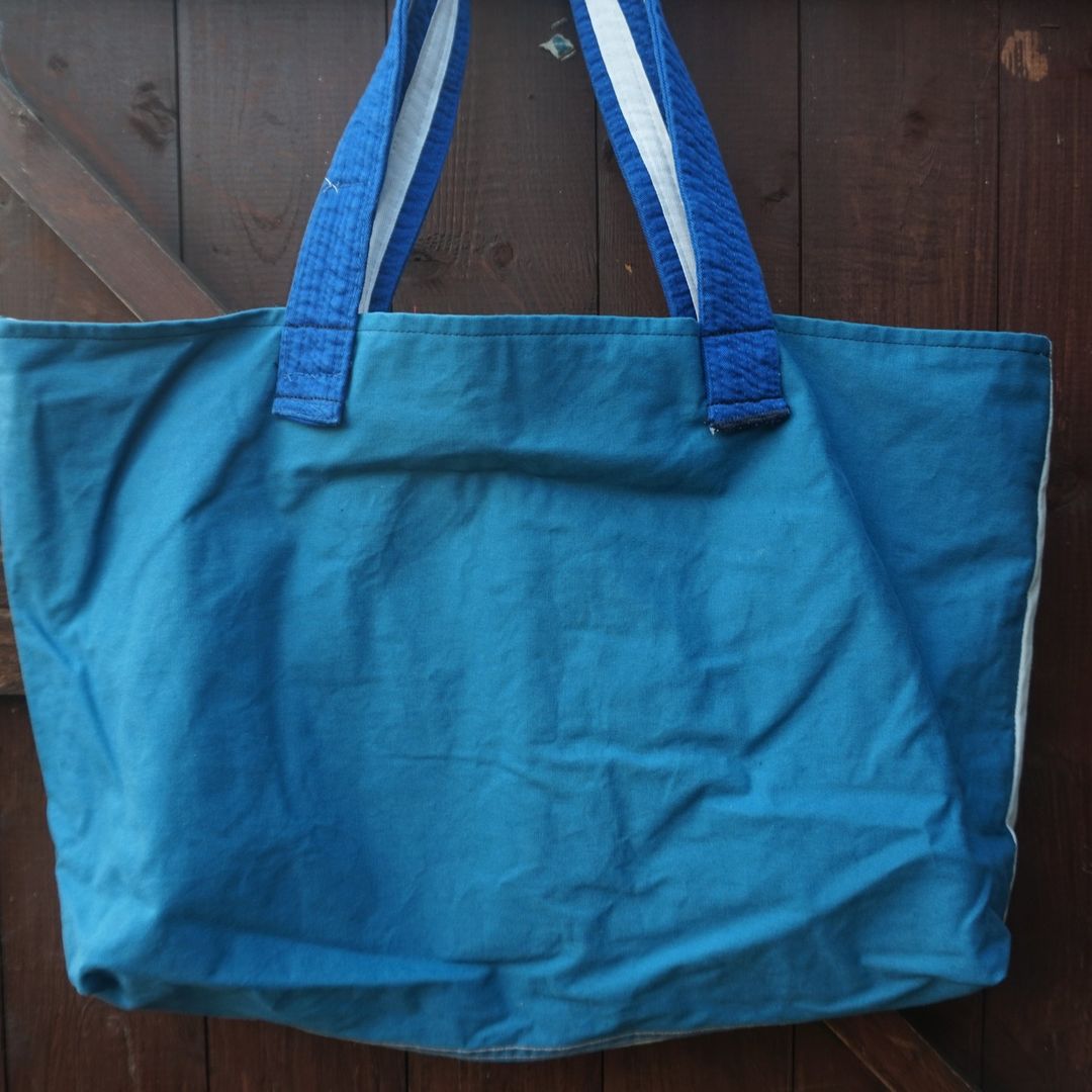 blue canvas recycled bag